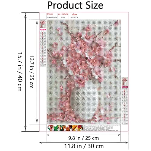 Shouruihua Diamond Painting Kits, Pink Cherry Blossoms Diamond Art Kits | Flower Gem Art, Diamond Dotz Kits, Floral Diamond Dots, Full Round Drill Diamond Painting Kits for Adults, 11.8x15.7in - color: Pink Cherry Blossoms