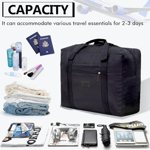 Travel Duffel Bag 24 PCS Foldable Travel Bag Bulk Carry on Luggage Bag Waterproof Tote Sports Gym Bag Lightweight Large Weekender Overnight Bag for Women and Men (Black 24PCS) - color: Black 24PCS