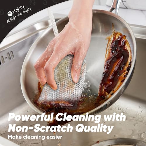 Orighty Dish Cloths for Washing Dishes, 12 Pack Metal Dish Rags, 7"x8" - color: Silver