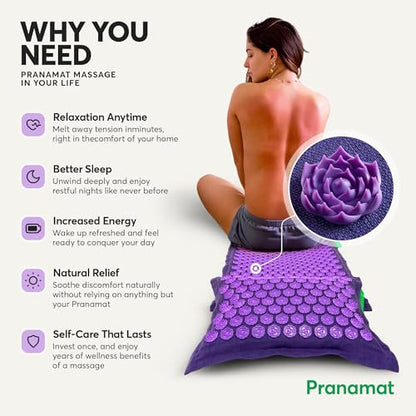 Pranamat Acupressure Large Mat and Pillow Set, Premium Acupressure Therapy for Pain Relief and Relaxation, Handcrafted in Europe with Sustainable and Natural Materials (Peach) - color: Peach