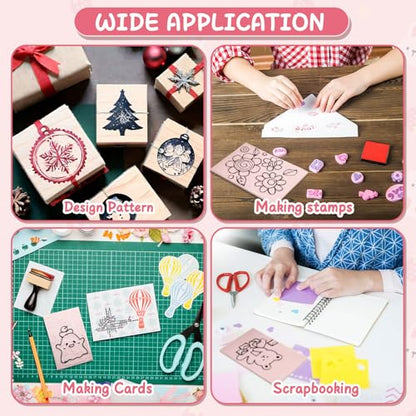 Frienda 30 Pcs 4" x 6" Rubber Linoleum Block for Printmaking,Pink - color: Pink
