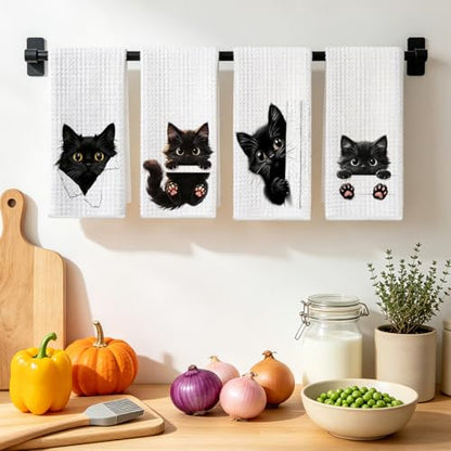 4 Pcs Funny Cat Kitchen Towels 24x14 Inch, Cat Lover Gifts for Women Mom - color: Multi 1523