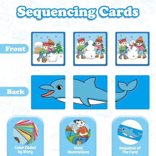 Kasfalci Sequencing Cards,Sequence Board Game for Kids,Speech Therapy Materials Toys for Autism,Story Storytelling,Social Skills,Sentence Building,Preschool Learning Activities,Classroom & Homeschool - style: 3-Scene-New