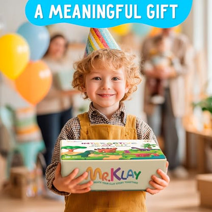 Air Dry Clay for Kids – Clay Dinosaur Kit with 20 Jars Tools Guide & Dino Park Play Board – DIY Arts and Crafts Modeling Kit for Kids Ages 4-8