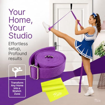 Leg Stretcher Strap with Door Anchor and Resistance Band, Splits Trainer | Home Flexibility Trainer for Splits, Ballet, Dance, Cheer, Yoga, Gymnastics, Pole and Taekwondo, Kids to Adults, All Levels - color: Royal Purple