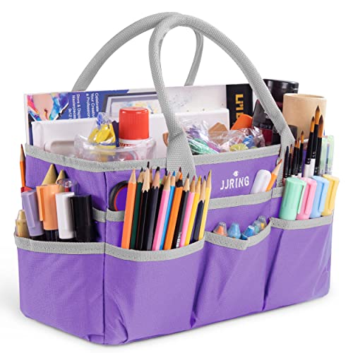 JJRING 600D Nylon Craft & Art Organizer Tote Bag With Pockets, Purple | Art Caddy Storage Bag For Art, Craft, Sewing, Medical, & Office Supplies - color: Purple, size: Small