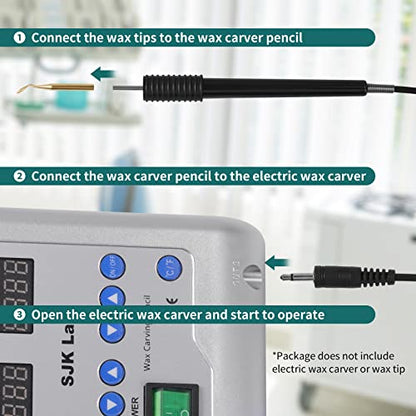 Annhua Dental Electric Wax Pens 2 PCS, Dentist Waxing Carving Pencils Replacement Handheld Instrument for Dental Lab Digital Electric Wax Hot