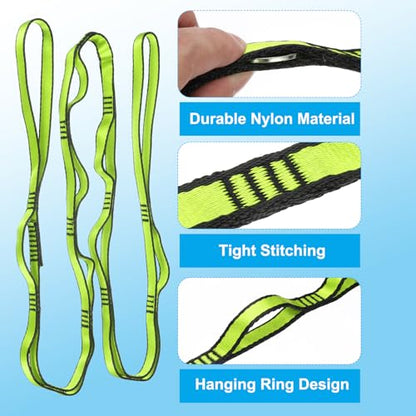 PATIKIL Daisy Chain Straps, Strong Climbing Strap Adjustable Nylon Chain Sling with Loops for Aerial Yoga Hammock Swing - color: Green, size: 71 Inch