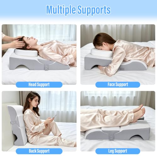 LEBENGURU Face Down Pillow for Eye Surgery Recovery, Memory Foam | Removable washable cover, Prone Massage Pillow for Sleeping & Stomach Sleepers, BBL Pillows for Bed with Non-Slip