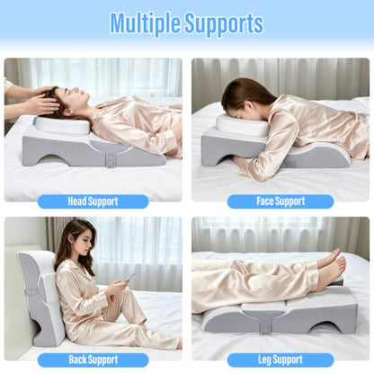 LEBENGURU Face Down Pillow for Eye Surgery Recovery, Memory Foam | Removable washable cover, Prone Massage Pillow for Sleeping & Stomach Sleepers, BBL Pillows for Bed with Non-Slip
