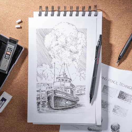 Nicpro Black Art 5PCS Mechanical Pencil Set, Metal Drawing With Lead Eraser | Pencils 0.3, 0.5, 0.7, 0.9 mm & 2mm Graphite Holder For Sketching Drafting With 9 Tubes (4B 2B HB 2H Colors) Refills Case - color: Black, style: 0.3 0.5 0.7 2.0