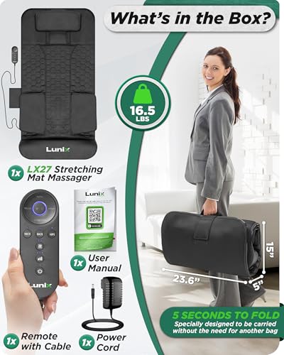 Lunix LX27 Heated Stretching Mat Massager – Upper Body Massage Mat Back Stretcher for Tension Release, Deep Tissue Lumbar Massager for Flexibility & Recovery