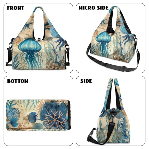 Yoga Mat Bag for Men Women Canvas Yoga Mat Carrier Take In Out Mat Easily for Beach Swim Bags Pool Sports Gym - color: Jellyfish
