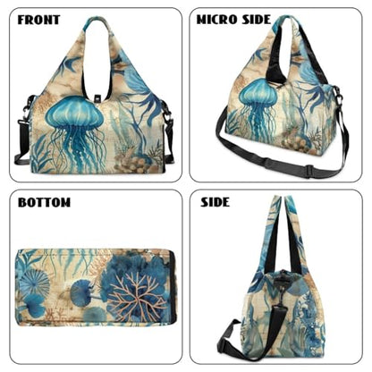 Yoga Mat Bag for Men Women Canvas Yoga Mat Carrier Take In Out Mat Easily for Beach Swim Bags Pool Sports Gym - color: Jellyfish