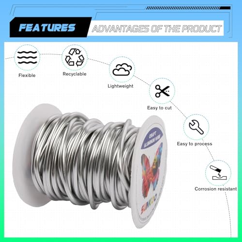 Aluminum Craft Wire,8 Gauge (3mm) Silver Bendable Wire,32 Feet Continuous Roll for Jewelry Making,Sculpting,Floral & Armature Projects - size: 8 Gauge 32FT, style: Silver