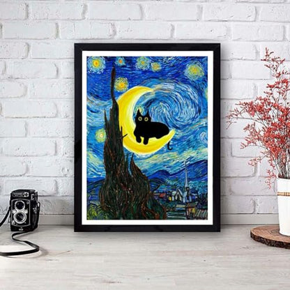 4 Pack Paint by Numbers Kit for Adults Framed Canvas with Wooden Easel | Adults' Paint-by-Number Kits Black Cat DIY Acrylic Landscape Oil Painting Arts Crafts 7.8x11.8inch - color: 4 Pack 20X30in-6, size: 8x12in with Framed - with Wooden Easel