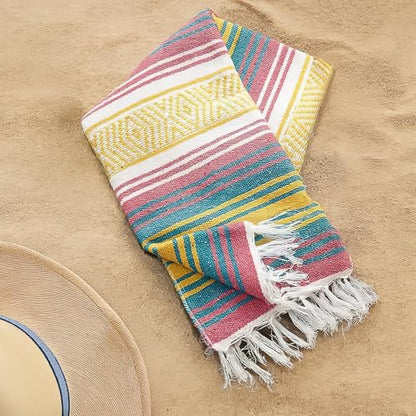 M-Aimee 3 Pcs Mexican Yoga Blanket Striped Falsa, 45x70