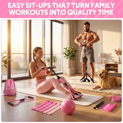2026 Upgraded Pedal Resistance Bands with Handles - color: Pink