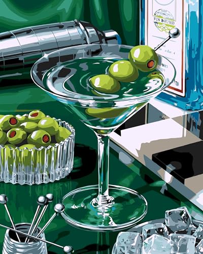 Ekuxom Cocktail Paint by Numbers Kit for Adults | DIY Acrylic Paints Art for Home Decor Gift 16x20 Inch（Without Frame） - color: Cocktail
