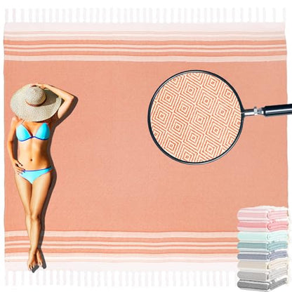 Yongoes Turkish Beach Towel Blanket Oversized 82x88 Orange Boho - color: Rustic, size: Extra Large 82"x88"（208x224cm）