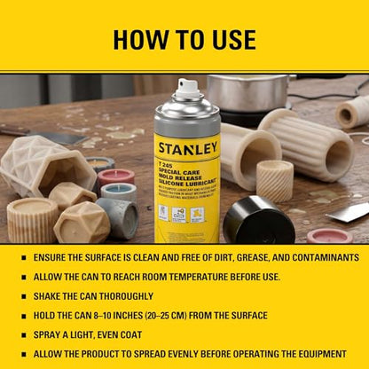 STANLEY T245 Mold Release Spray - 1x8.5 oz, High-Performance Silicone Lubricant for Epoxy Resin, Plastics, Withstands Extreme Temperatures, Moisture Repellent, Corrosion Protection - 1 Pack - size: 1 Pack