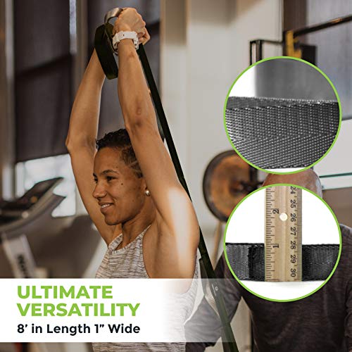 Gradient Fitness Stretching Strap for Physical Therapy, 12 Multi-Loop Stretch Strap 1" W x 8' L, Neoprene Handles, Physical Therapy Equipment, Yoga Straps for Stretching, Leg Stretcher. - color: Black/Grey