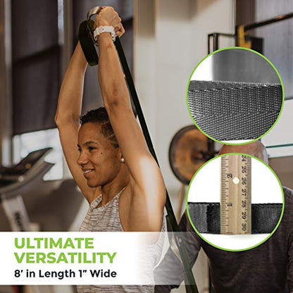 Gradient Fitness Stretching Strap for Physical Therapy, 12 Multi-Loop Stretch Strap 1" W x 8' L, Neoprene Handles, Physical Therapy Equipment, Yoga Straps for Stretching, Leg Stretcher. - color: Black/Grey