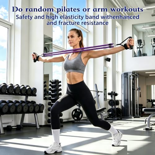Resistance Band with Handle 100LBS Pedal Resistance Bands for Pilates Yoga Physical Therapy Leg,Abdomen,Waist,Arm,Workout Bands Exercise Resistance Bands Set for Women - color: Purple