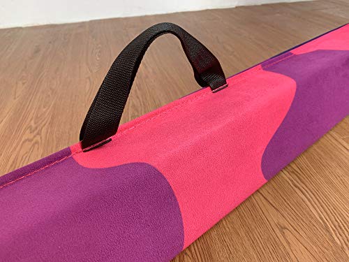 Marfula 6 FT / 8 FT / 9 FT Folding Gymnastics Beam Foam Balance Floor Beam - color: PinkPurple-Camo, size: 8 Ft
