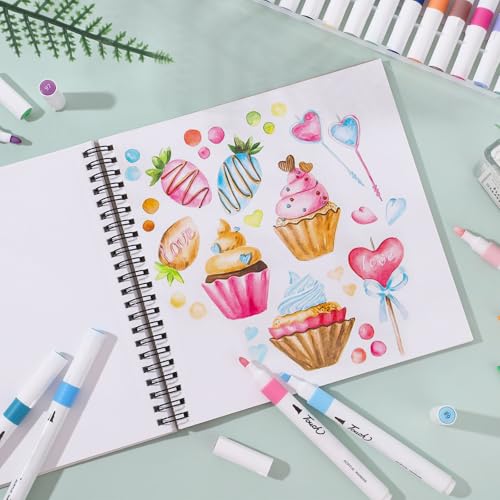50 Sheets Marker Paper Pad, 7.6×7.6 Inch Bleedproof Art Sketch Pad, 73lb/120gsm Drawing Paper Spiral Sketch Book, Alcohol Marker Paper Painting Coloring Paper for Beginners, Artists, Ideal Gift | Acid-Free Bleed-Resistant Paper, 73lb Marker Sketchbook, Dr