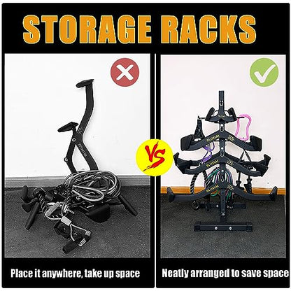 BLUSLM Cable Attachment Rack for Lat Pull Down Bar, Heavy Duty Steel Lat Bar Organizer, Gym Storage Rack for LAT Pulldown Attachments