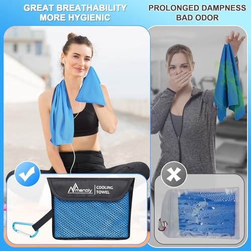 MENOLY 10 Pack Cooling Towels, 40"x12" Cooling Towels for Neck and Face with Breathable Carrying Bags,Soft Microfiber Instant Cooling Rags, Gym Workout Sweat Towel for Sports, Yoga, Camping, Running - size: 10 Pack