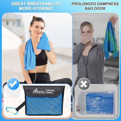 MENOLY 6 Pack Cooling Towels, 40"x12" Cooling Towels for Neck and Face with Breathable Carrying Bags,Soft Microfiber Instant Cooling Rags, Gym Workout Sweat Towel for Sports, Yoga, Camping, Running - size: 6 Pack