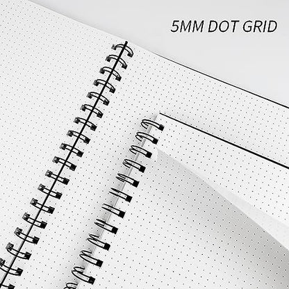 Dotted Journal Spiral Notebook 8.5" x 11"-4 Pack Dot Grid Notebook Hardcover Notebook 120 Pages 100 GSM Thick Dotted Paper Notebook Hardcover Journal for School, Office, Artist | 4 Pack Dot Grid Notebook Hardcover Notebook Thick Dotted Paper Notebook Hard