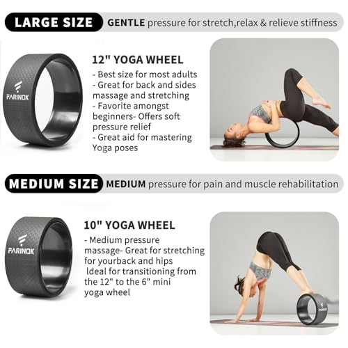 Yoga Wheel for Back Pain Relief, Back Roller Wheel with Extra Cushion | Wider & Thickest Foam, Stretches and Strengthens Core Muscles - style: SET OF 4(Black)