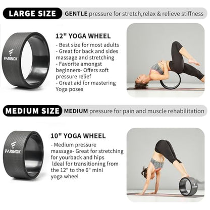 Yoga Wheel for Back Pain Relief, Back Roller Wheel with Extra Cushion - style: SET OF 4(Black)