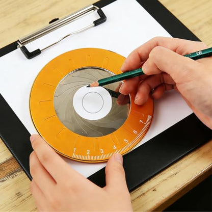 Adjustable Circle Drawing Maker 5 inch, Measuring & Drawing Ruler | Stainless Steel & Aluminum Alloy Rotary Round Template, Geometric Plotting Compass Tool