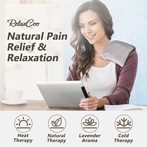 RelaxCoo Microwave Heating pad with Washable Cover 6 * 12" Microwavable Heat Pad for Neck Shoulder, Cramps, Back Pain Relief, Warm Compress Bean Bag Moist Heat Pack for Muscles, Joints, 2 Pack - style: Grey 2 Pack