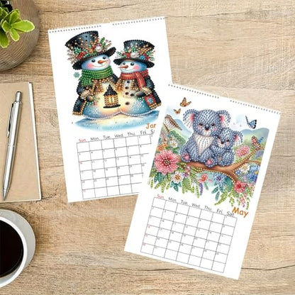 2027 Wall Calendar DIY Diamond Art Painting Hanging Calendar 9.9" x 6.7" Hanging Loop from January 2027 to December for Home Office Planning-Animals - color: Animals