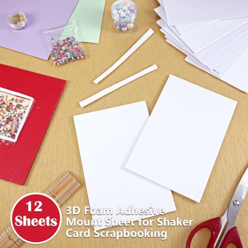 12 Sheets Foam Sheets Crafts 7.9 x 5.9 Inch White Double Sided Sticky Craft Foam Papers 3D Dual-Adhesive Papers for Scrap Booking Card Making Project Preschoolers Classroom DIY Photo Frames Crafts