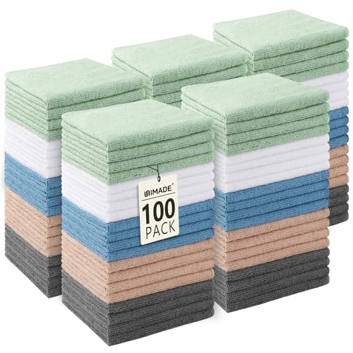UNIMADE Washcloths Bulk 100 Pack Face Towels (12" x 12"), Highly Soft Wash Cloths and Hand Towels, Fast Drying Multi-Purpose Microfiber Cleansing Cloths for Bathroom, Hotel, Spa, and Salon-Multicolor - color: Multicolor, size: 100Pack