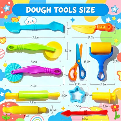 Kids Dough and Clay Play Tools – 25 Pcs Modeling Clay Accessories with Rolling Pin, Cutters & Extruder – Toddler Craft Kit for Preschool Learning and Creative Play - size: 25pcs