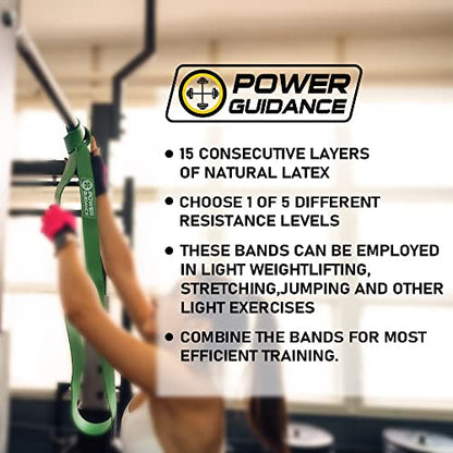 POWER GUIDANCE Pull Up Assist Bands - Stretch Resistance Band - Mobility Band - Powerlifting Bands - by Perfect for Body Stretching, Powerlifting, Resistance Training - color: purple
