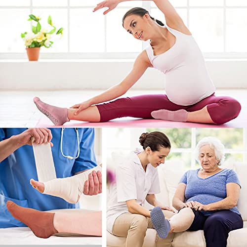 unenow Unisex Non Slip Grip Socks for Yoga Pilates Barre Home & Hospital - color: 4 Pairs-purple Grey/Apricot/Light Orange/Pink, size: Medium
