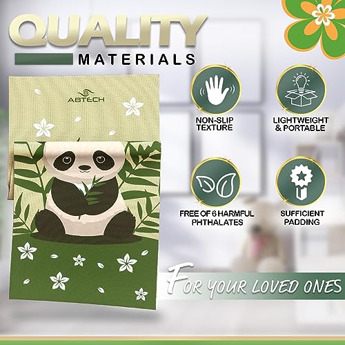 Kids Yoga Mat Set - Comfortable Dinosaur Kid Yoga Mat Boy with 12 Yoga Cards, Storage Bag, Beige Play Mat Thick for Gymnastics Mat, Exercise Mat, No-Toxic and Non-Slip for Ages 3-12 - color: Panda