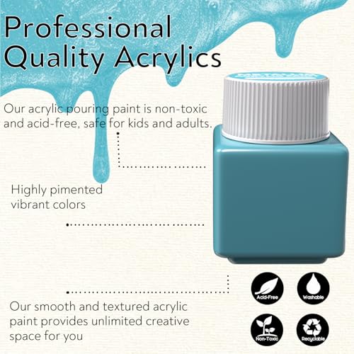 Metallic Acrylic Paint Set of Premium 30 Colors with Boxes, Professional Grade Metallic Paint with 1fl oz（30ml） Bottles, Non-Toxic, Rich Pigments - For Artists, Hobby Painters, Kids
