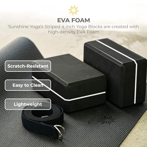 Bulk 4in High Density Striped Yoga Blocks, 10 Pack