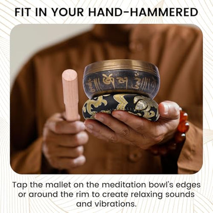 DOMESTAR Tibetan Singing Bowl Set, Authentic Handmade Meditation Bowl | Stress Relief Yoga Setwith Striker &, Cushion for Sound Therapy, Chakra Healing, Spiritual Gatherings