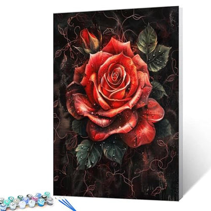 Tucocoo Dark Red Rose DIY Paint by Numbers for Adults Amazing Flowers Blooming in Black Background Airbrush Gothic Style DIY Oil Painting Acrylic Paint Art Painting Kit Canvas 16x20 Inch（DIY Frame ） - color: Eye Flowers 05, size: 16''x20''(DIY Frame)