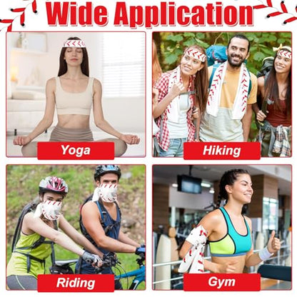 Lonfliness 6Pcs Baseball Cooling Towels with Bags 38x12 in Breathable Chilly Microfiber Ice Towel Fast Drying Sport Team Gift for Player Coach Gym Workout Biking Running Yoga (Baseball) - color: White
